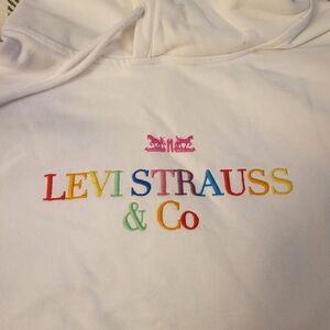 Levi's white rainbow embroidery hoodie